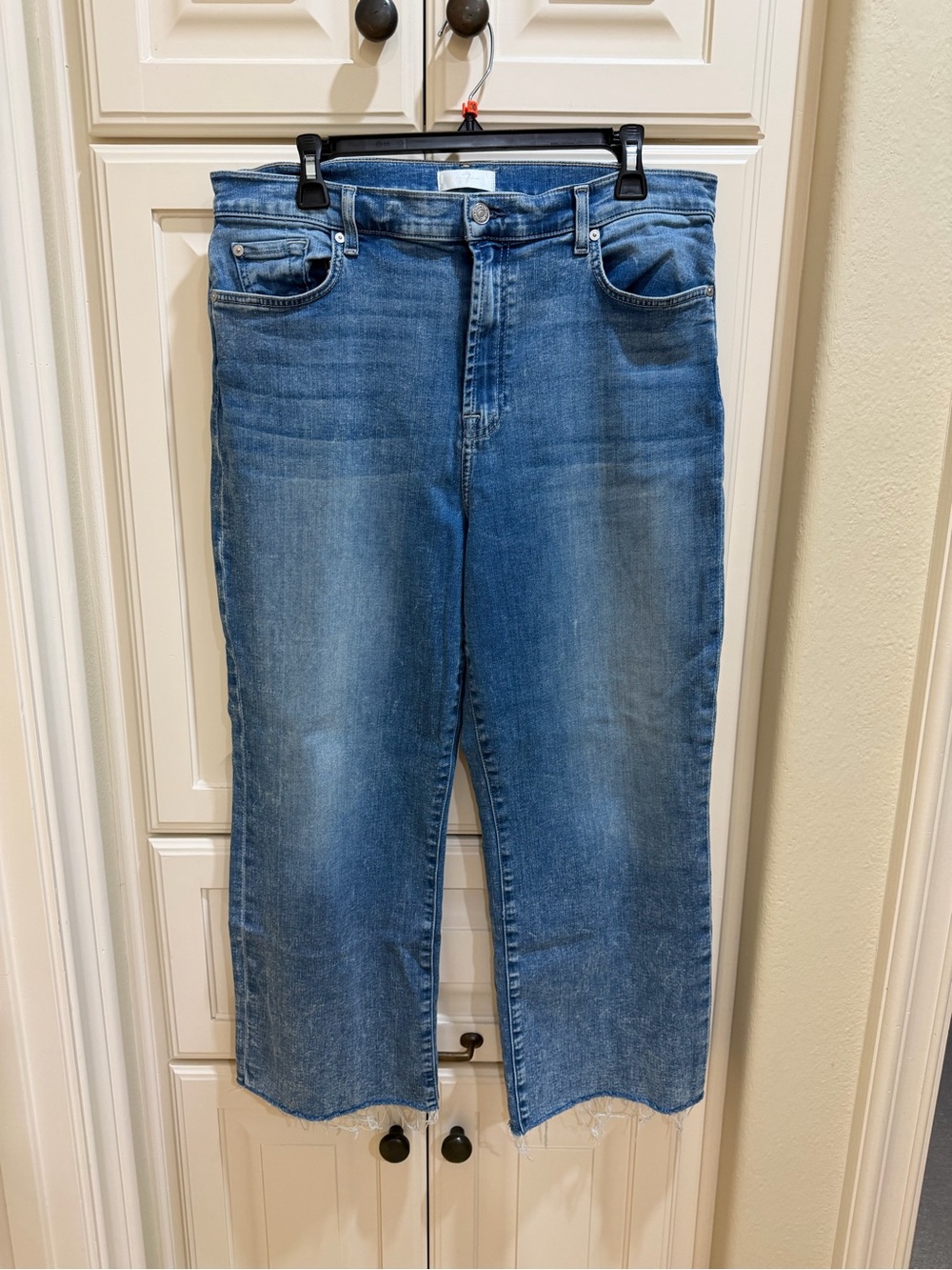 7 For All Mankind Medium Blue Straight-Leg Jeans